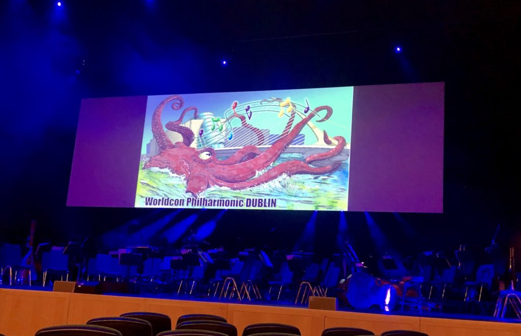 Pre-performance orchestra seating at the WorldCon 2019 Philharmonic music concert in Dublin.