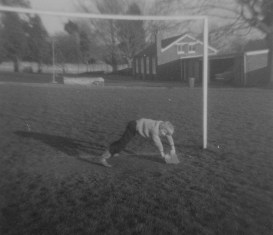 bitton goal Me mucking about with some sort of rock in front of the goalposts on the school playing field
